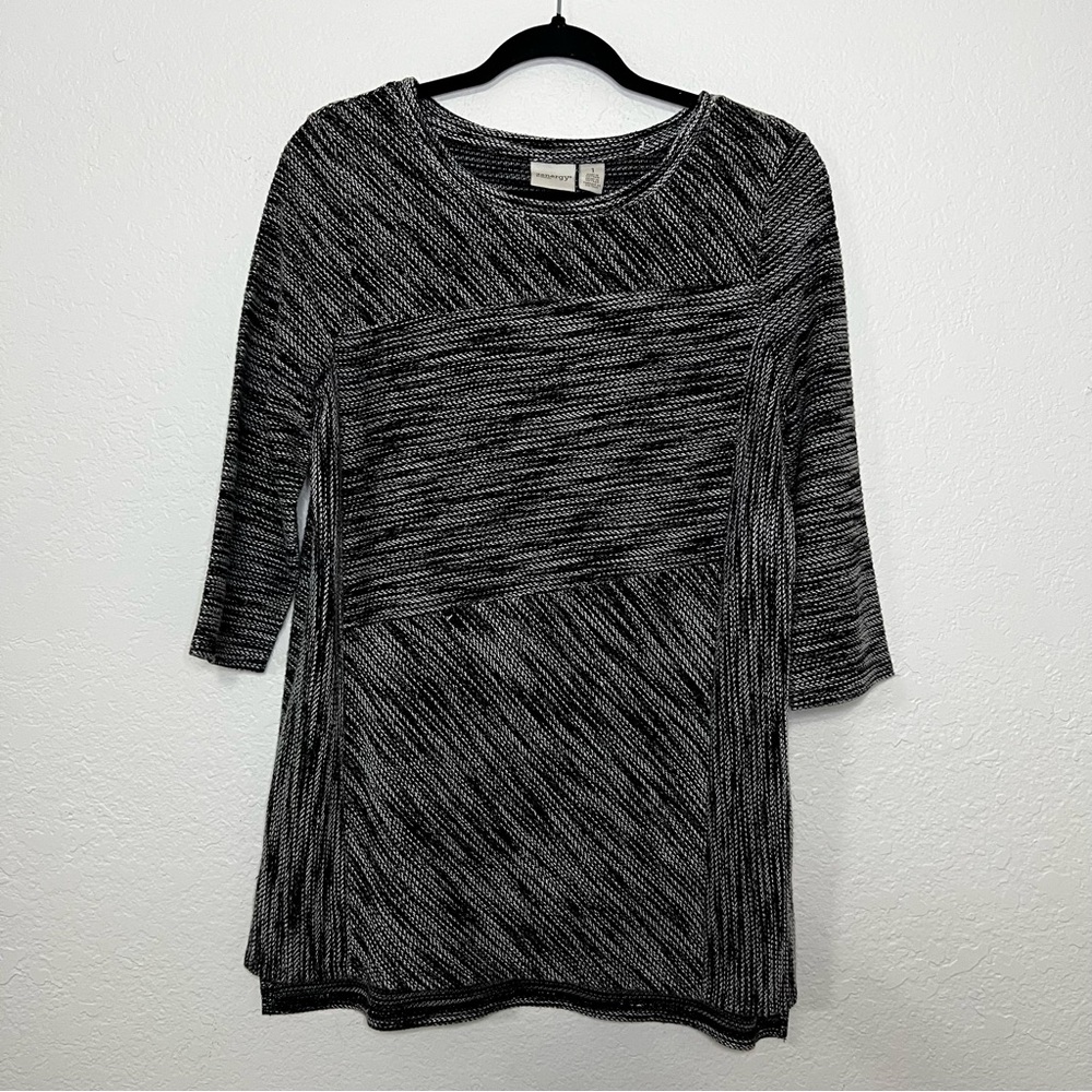 Zenergy by Chico’s Black White Knit Tunic Pullover 3/4 Sleeve Women’s Size Med 1